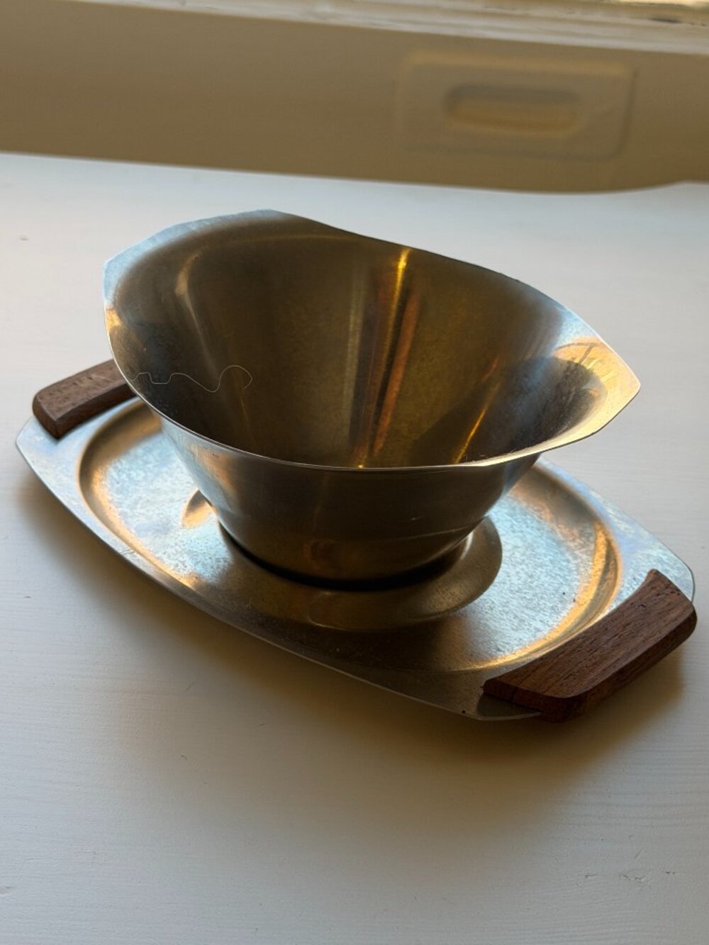 Vintage Monarch Stainless Steel Gravy Boat w/ Tray